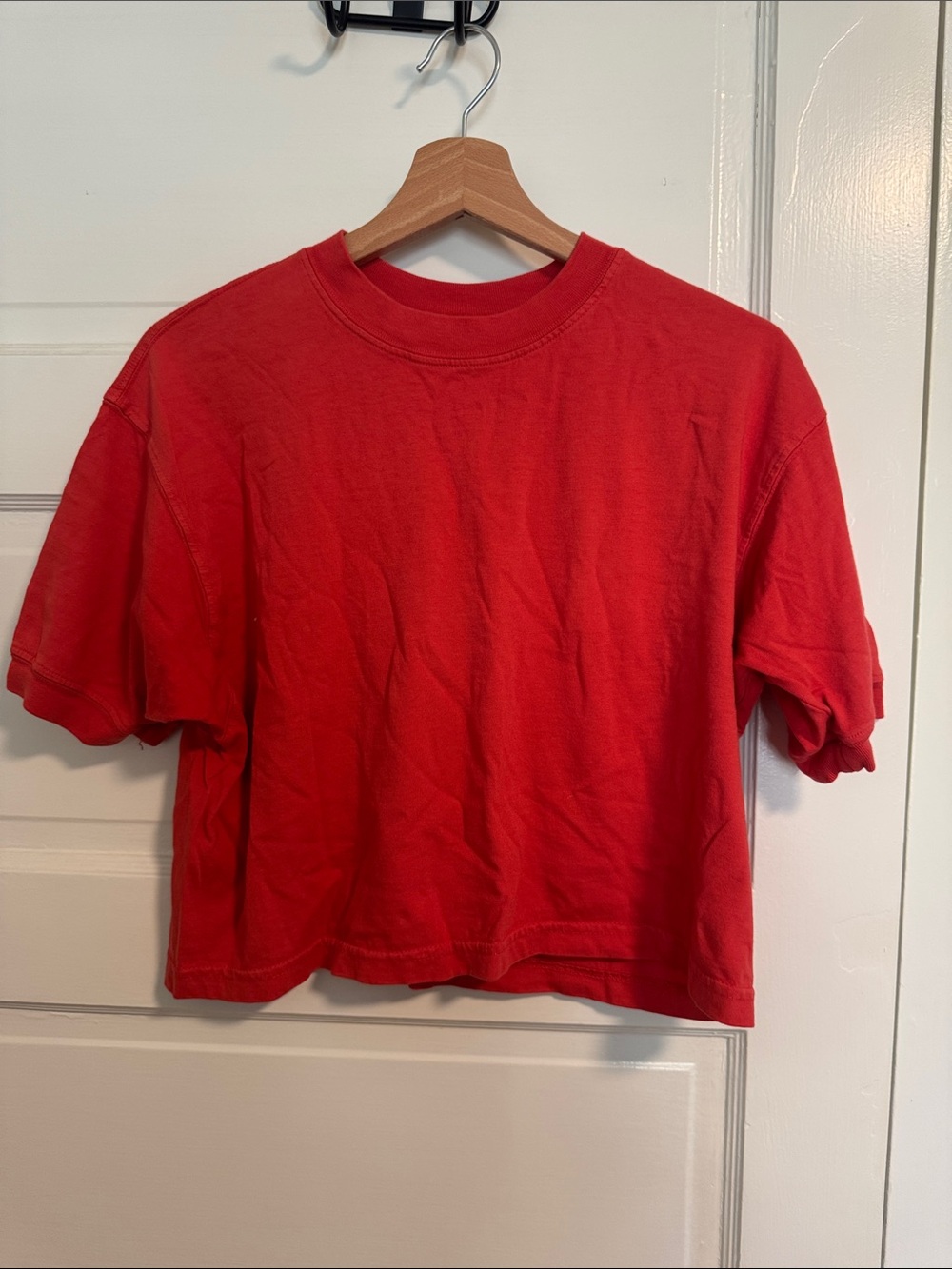 Classic Red Cropped Crewneck Tee